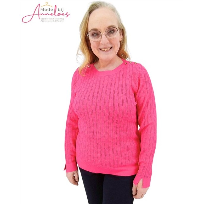 Micha Pullover ajour uni Hot Pink
